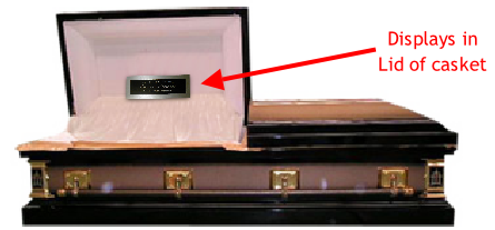 Displays in
Lid of casket